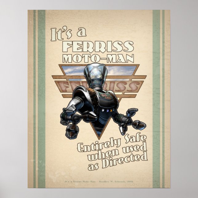 Póster Ferris Moto-Man Retro Robot poster (16x20") (Frente)