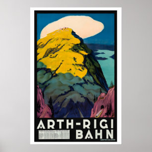 Póster Ferrocarril Arth Rigi Suiza Viajes Antiguos