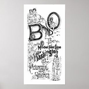 Póster Ferrocarril B&O - La línea rápida modelo 1869