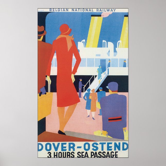 Póster Ferrocarril belga Dover Ostend (Frente)