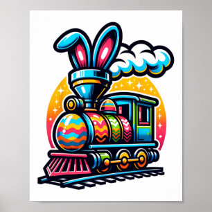 Póster Ferrocarril Bunny Easter Egg Kids Toddler Boys
