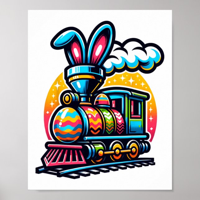 Póster Ferrocarril Bunny Easter Egg Kids Toddler Boys (Frente)