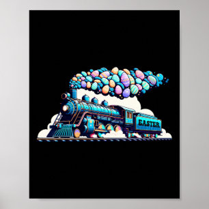 Póster Ferrocarril Bunny Train Pascua Huevos Niños Niños 