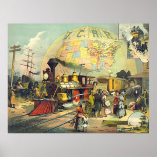 Póster Ferrocarril central 1882 de Illinois