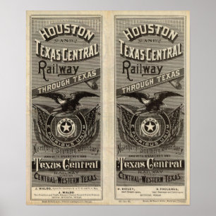 Póster Ferrocarril central de Houston y de Tejas a través