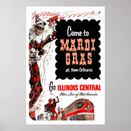 Póster Ferrocarril Central de Illinois, cartel de Mardi G