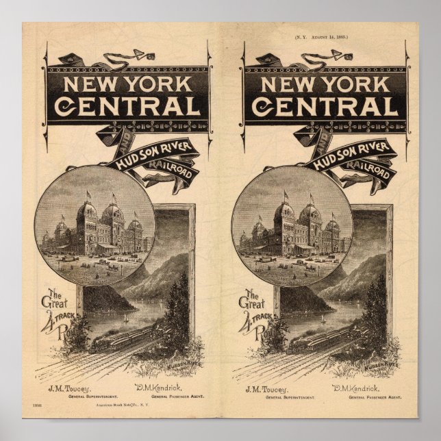 Póster Ferrocarril Central y del Río Hudson de Nueva York (Frente)
