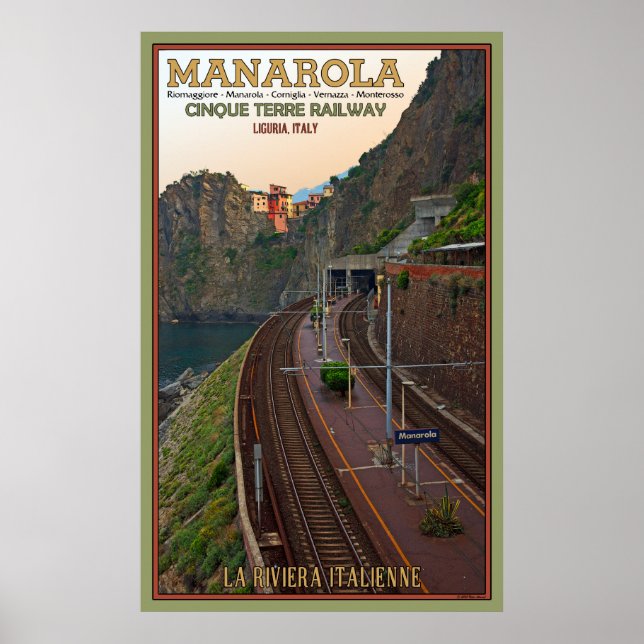 Póster Ferrocarril Cinque Terre en Manarola (Frente)