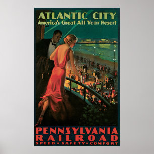 Póster Ferrocarril de Atlantic City Pennsylvania