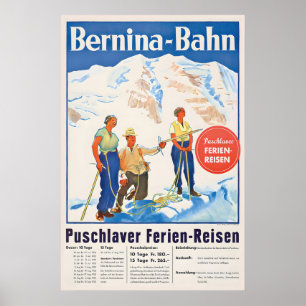 Póster Ferrocarril de Bernina St. Moritz Cantón de los Gr