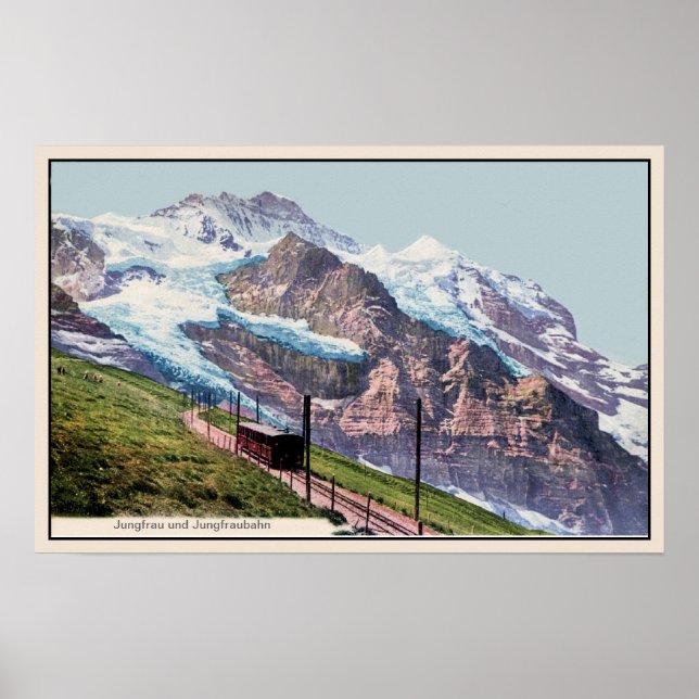 Póster ferrocarril de la montaña Jungfrau de 1900 (Frente)