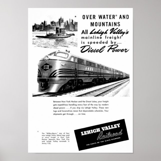 Póster Ferrocarril de Lehigh Valley - Nueva potencia dies (Frente)