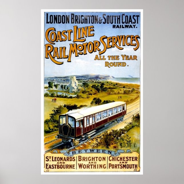 Póster Ferrocarril de Londres, Brighton y costa sur, vint (Frente)