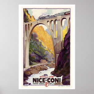 Póster Ferrocarril de Niza a Coni Línea Fontan-Saorge Sca