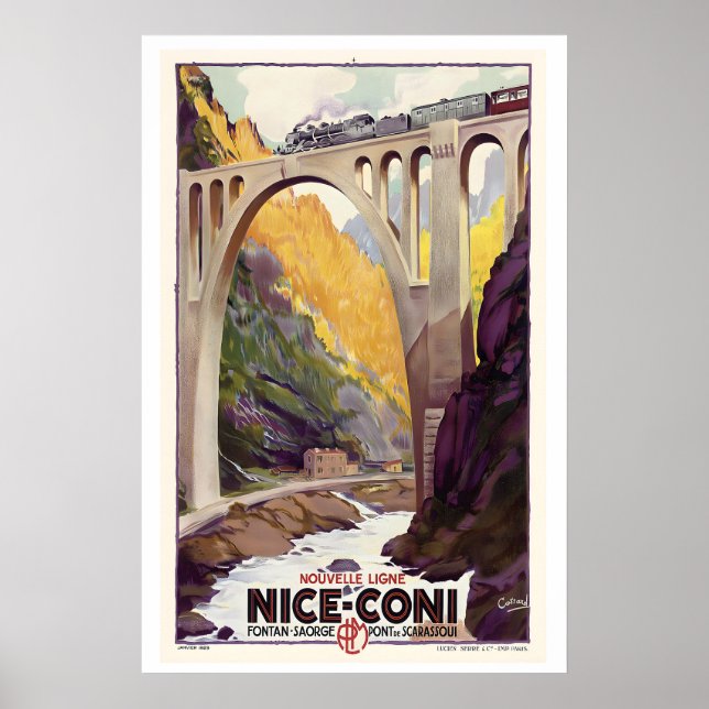 Póster Ferrocarril de Niza a Coni Línea Fontan-Saorge Sca (Frente)