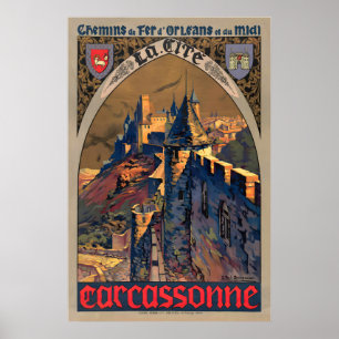 Póster Ferrocarril de Orleans y Midi de Carcassonne Franc