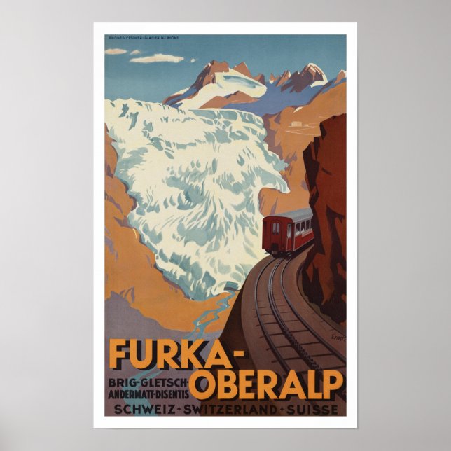 Póster Ferrocarril de Suiza ~ Viajes de época (Frente)