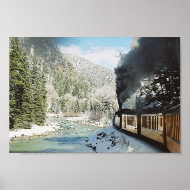 Póster Ferrocarril Durango Silverton en invierno (Frente)
