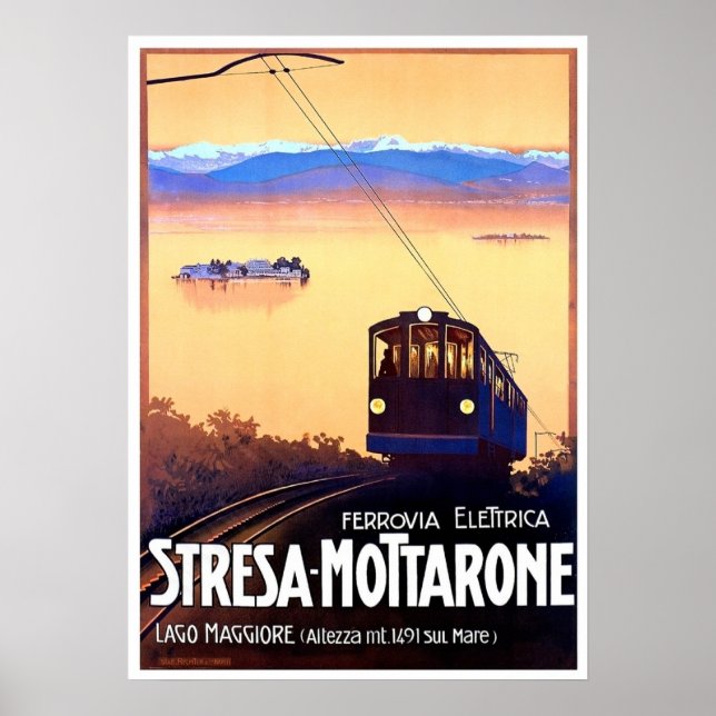 Póster Ferrocarril eléctrico Stresa-Mottarone, Italia, vi (Frente)