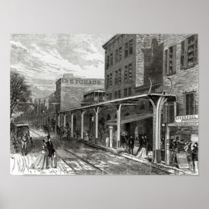 Póster Ferrocarril elevado en Greenwich Street, Nueva Yor