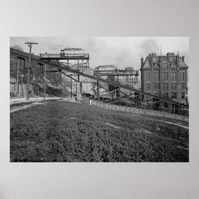 Póster Ferrocarril inclinado del Monte Adams en Cincinnat (Frente)