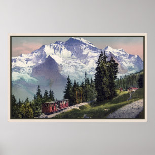 Póster ferrocarril Jungfrau Mountain Muerren 1900