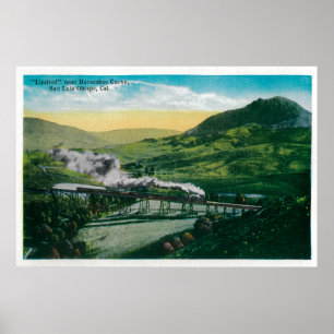 Póster Ferrocarril limitado cerca de la curva de herradur