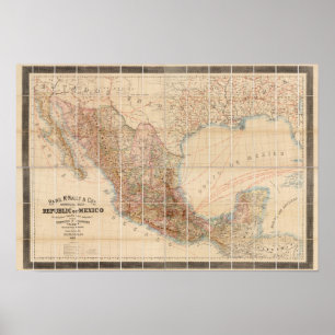 Póster Ferrocarril mexicano