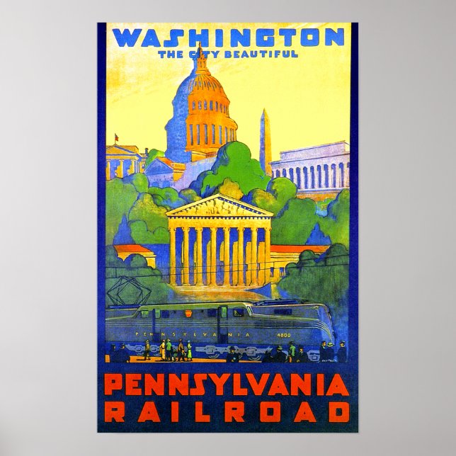 Póster Ferrocarril Pennsylvania a Washington D.C. (Frente)