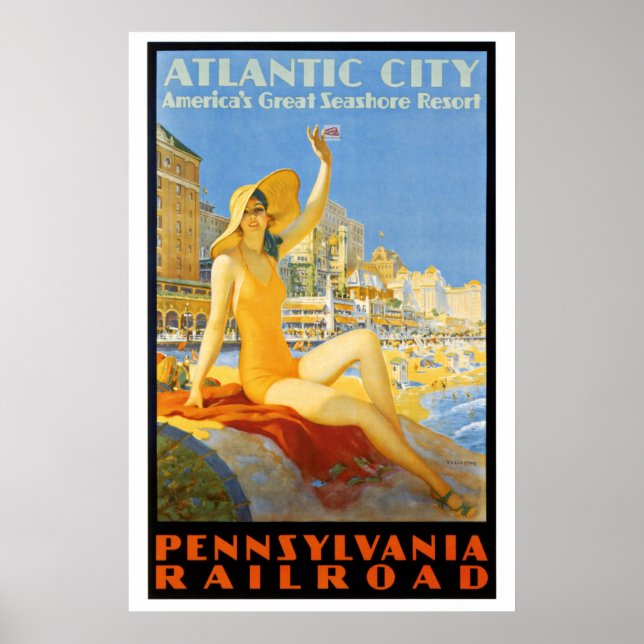 Póster Ferrocarril Pennsylvania al Poster de Atlantic Cit (Frente)