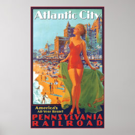 Póster Ferrocarril Pennsylvania hacia Atlantic City