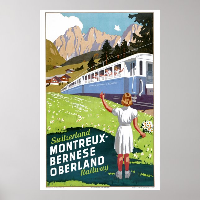 Póster Ferrocarril Suiza Montreux-Bernese Oberland (Frente)