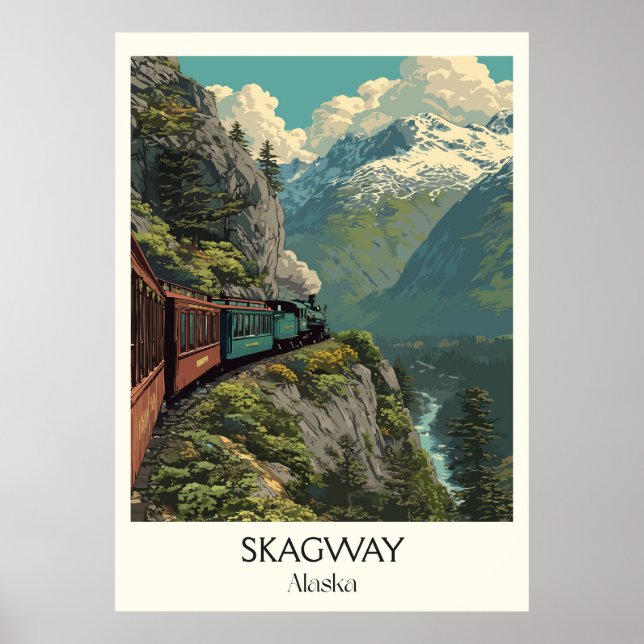 Póster Ferrocarril White Pass de Skagway Alaska (Frente)
