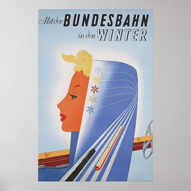 Póster Ferrocarriles Alemanes -Bundesbahn También  (Frente)