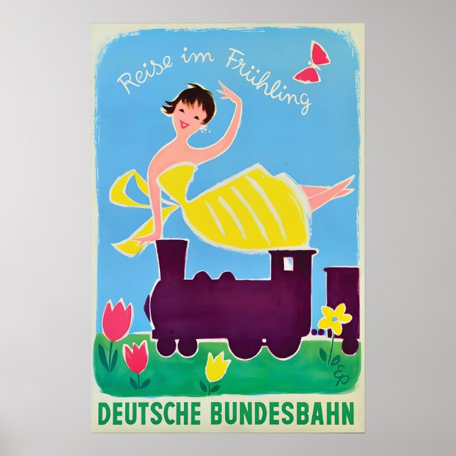 Póster Ferrocarriles Alemanes -En primavera (Frente)