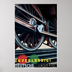 Póster -Ferrocarriles alemanes fiables- 1936 Tren
