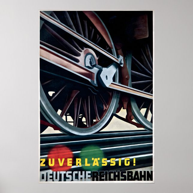 Póster -Ferrocarriles alemanes fiables- 1936 Tren  (Frente)
