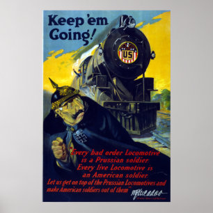 Póster Ferrocarriles americanos, sigan adelante en 1917