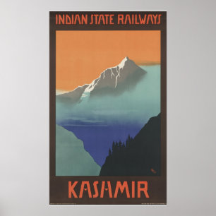 Póster Ferrocarriles indios del estado de Cachemira