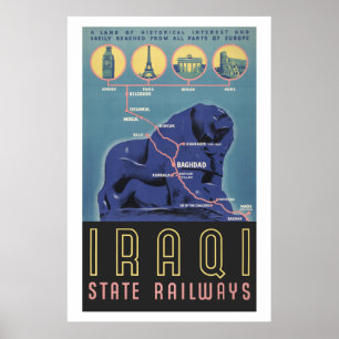 Póster Ferrocarriles iraquíes del estado