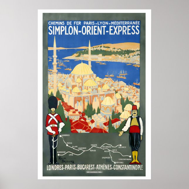 Póster Ferrocarriles Simplon Orient Express de París a Ly (Frente)