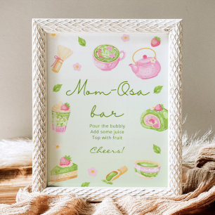Póster Festejo de Baby Shower Rosa Té Matcha de Mom-Osa B