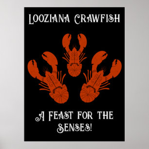 Póster Festín de Cajun Louisiana-Crawfish de viaje con pr