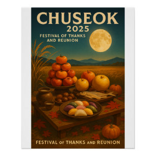 Póster Festín de cosecha y luna llena" - Chuseok 2025