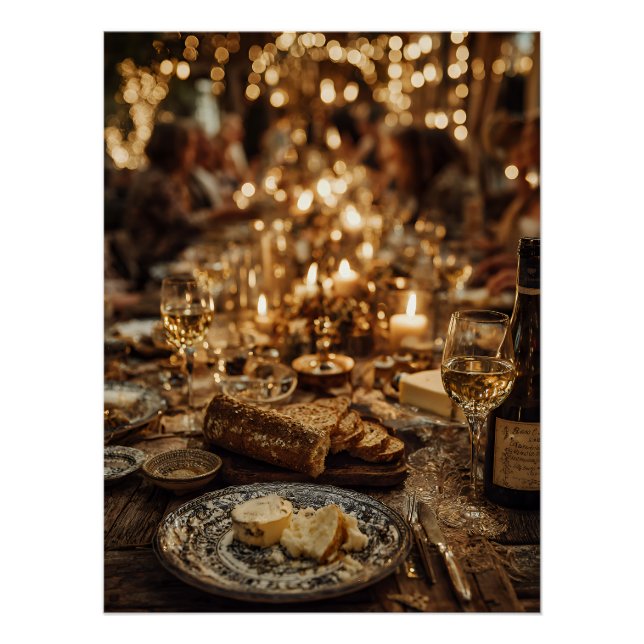 Póster Festín de Vino y Pan con Velas (Anverso)