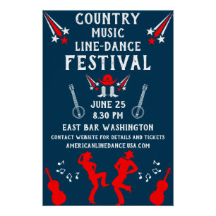 Póster Festival Americano De Baile De Línea Y Fiesta
