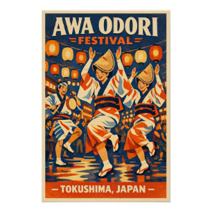 Póster Festival Awa Odori en Tokushima, Japón viaje