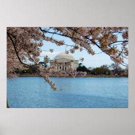 Póster Festival Cherry Blossom y monumento Jefferson