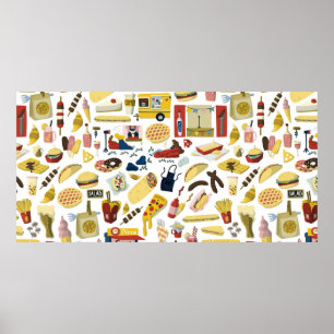 Póster Festival de camiones de comida personalizado eleme