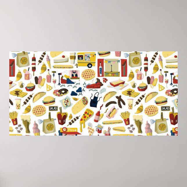 Póster Festival de camiones de comida personalizado eleme (Frente)